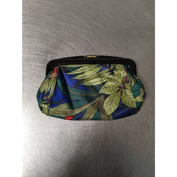 Vintage Tropical Makeup Purse Clutch Parrot Plastic Framed Snap - Picture 2 of 6